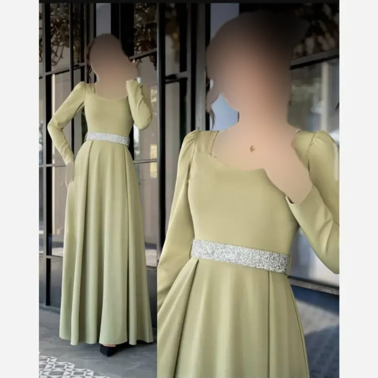 ماکسی بابونه جنس کرپ دالقیچ کمربند نگین دار قد 160