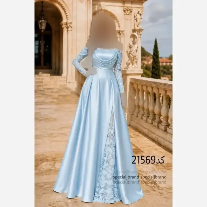 پیراهن ماکسی مجلسی زنانه بلنزا ساتن و گیپور مخملی برجسته