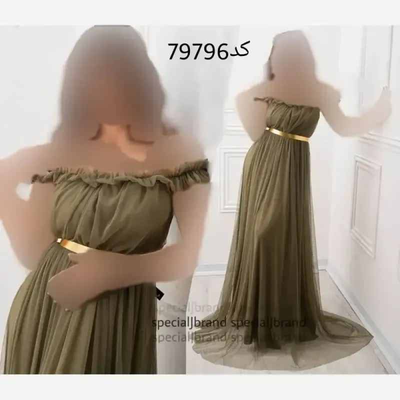 پیراهن ماکسی مجلسی زنانه تور و آستر کمربند دار سایز 40 تا 46