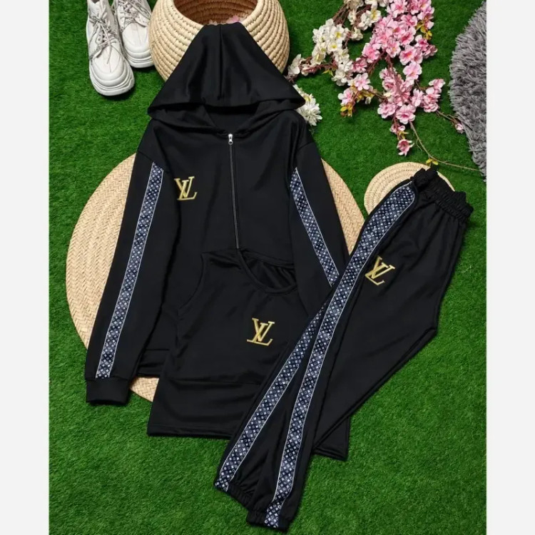 ست سه تیکه پاییزه زنانه جنس اسپان گلکسی رنگ مشکی فری سایز