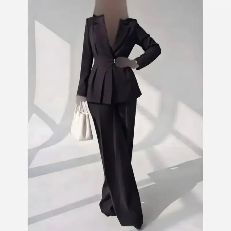 کت شلوار سگک دار پینترستی کرپ مازراتی زنانه