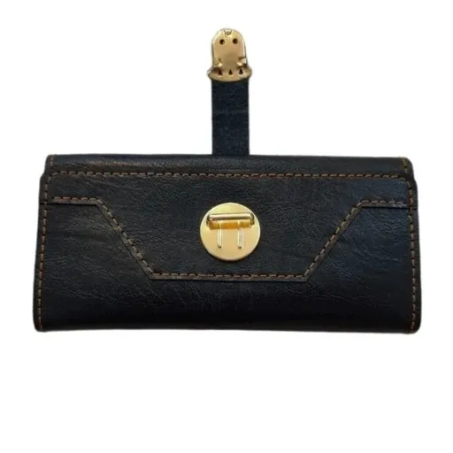 کیف پول موبایل سه لت دست دوز چرم مدل عطارد با قفل ناخنی