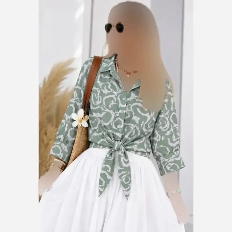شومیز گره ای جنس الیزه درجه یک مناسب سایز 38 تا 50