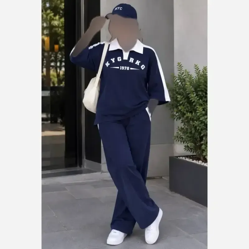 ست شومیز شلوار مارال یقه دار دو جیب آستین سه ربع