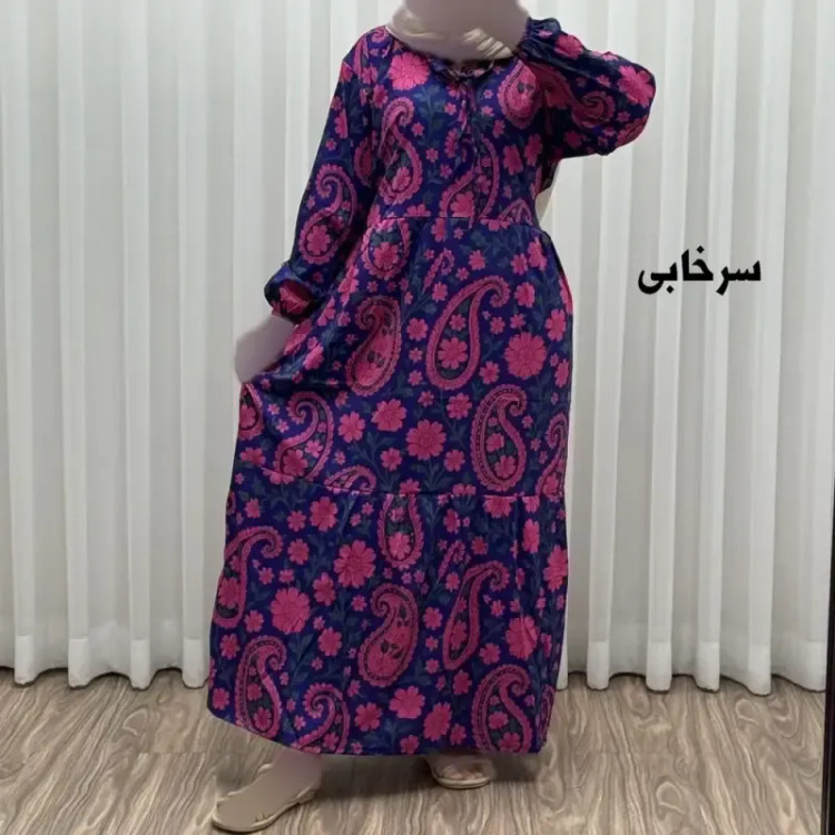 پیراهن فلور بوگاتی فری سایز تا 48 زنانه تنخور شیک و راحت چهارفصل بدون بدن نما