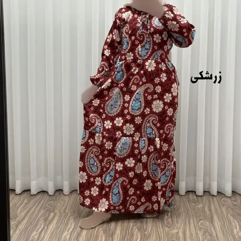 پیراهن فلور بوگاتی فری سایز تا 48 زنانه تنخور شیک و راحت چهارفصل بدون بدن نما