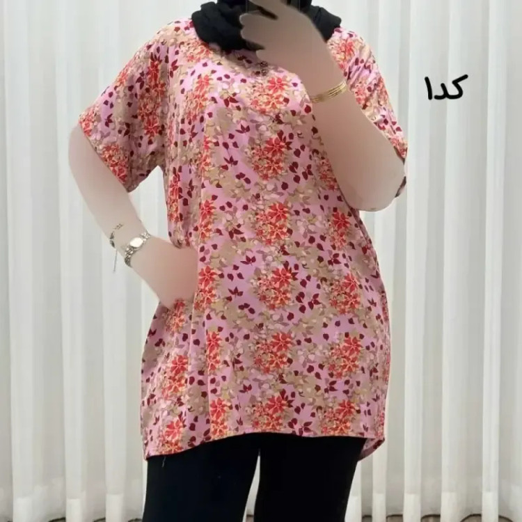 تیشرت نخی فری سایز زنانه مصی کد 1394 تن خور راحت چهارفصل