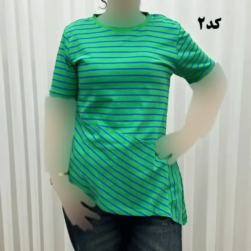 تیشرت راه راه بنگلادشی نخ پنبه چهارفصل زنانه سایز S تا XXXL تن خور راحت