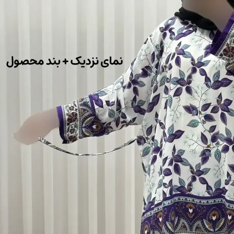 تونیک نخی فری سایز تا 52 حاشیه دار کمربنددار چهارفصل زنانه و دخترانه کد 1455