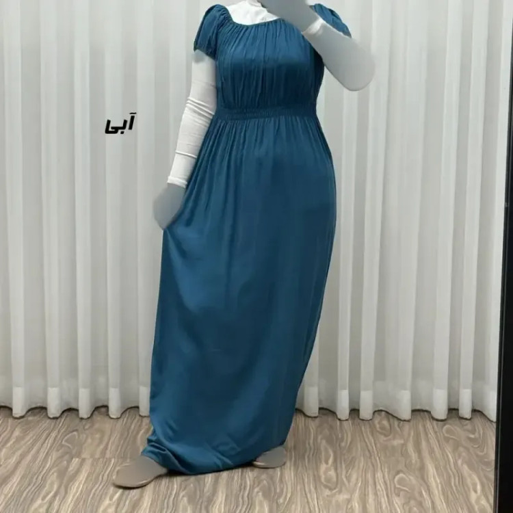 پیراهن ساحلی نخی زنانه و دخترانه آستین کوتاه فری سایز مدل باربی