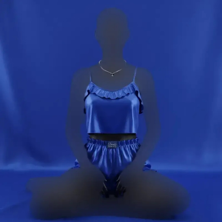 تاپ شورتک زنانه ساتن چین دار بند قابل تنظیم