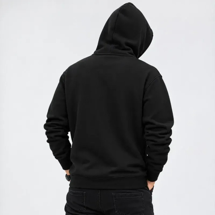 سویشرت مردانه کلاه دار پنبه ای طرح حروف با زیپ سراسری و جیب کانگورویی