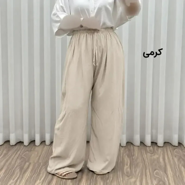 شلوار نخی زنانه راحتی فری سایز مناسب تا سایز 50 قد 107