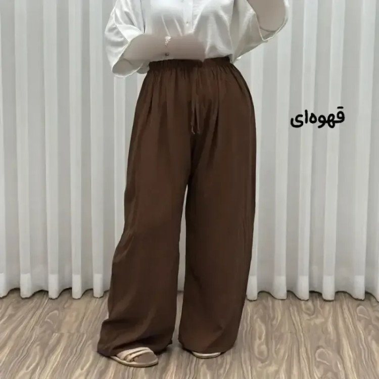 شلوار نخی زنانه راحتی فری سایز مناسب تا سایز 50 قد 107
