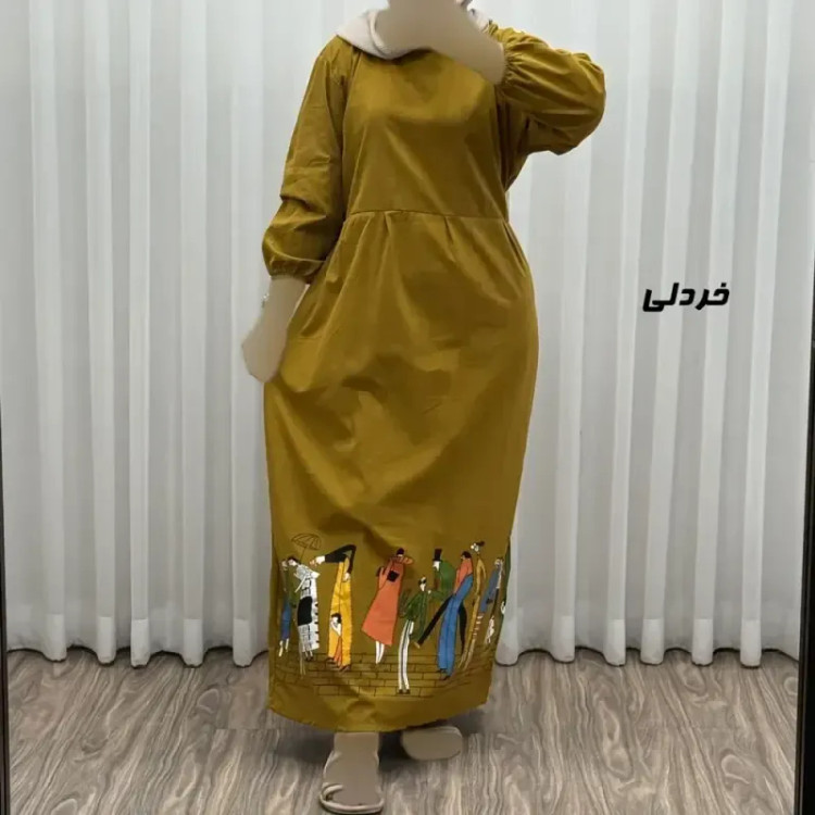 پیراهن ساحلی زنانه لینن فری سایز مدل کمرکش مناسب تا سایز 48