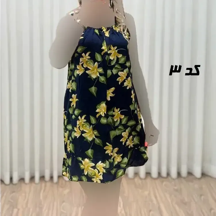پیراهن کوتاه حلقهای زنانه و دخترانه مدل پامچال جنس کریشه فری سایز