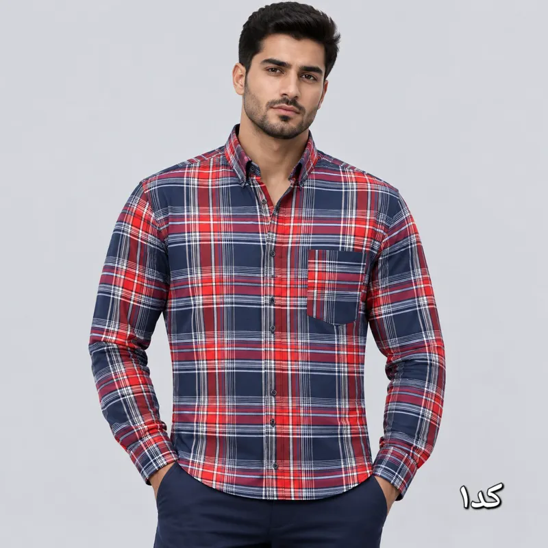 پیراهن چهارخانه مردانه آستین بلند قواره آزاد بنگال